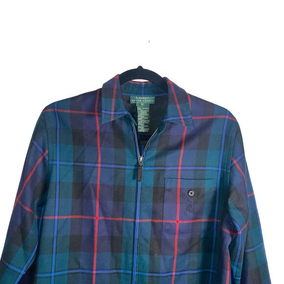 Lauren Ralph Lauren Wool Jacket Plaid Womens Med Full Zip Equestrian Barn Coat - Picture 3 of 8